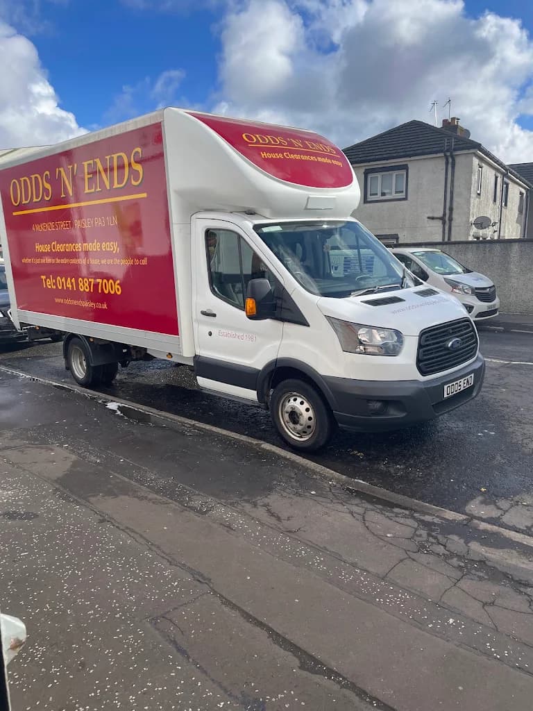 The Odds 'n' Ends delivery van, established 1981, parked on a Paisley street